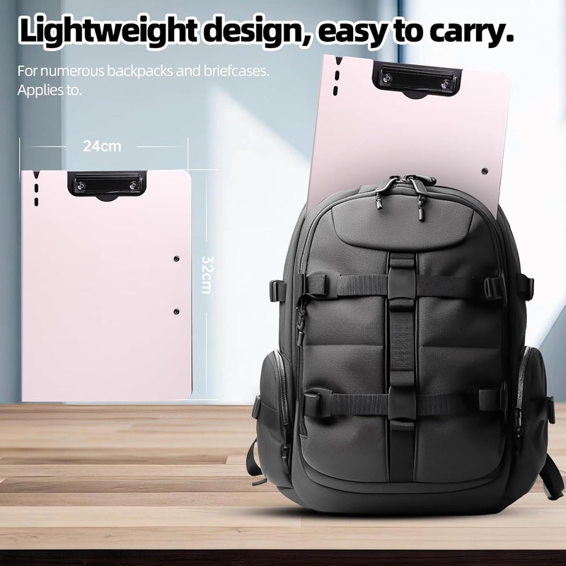 FRETONBA Clipboard Folder, 2 Pcs A4 Foldable Clipboard with Horizontal and Vertical Double Metal Clips, 360 Degree Foldable Binder Clipboards with Pen Holder, File Cover Work Folder Clipboards, Pink - Image 2